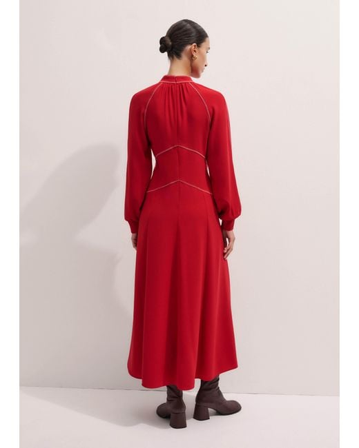 ME+EM Red Contrast Stitch Panelled Maxi Dress
