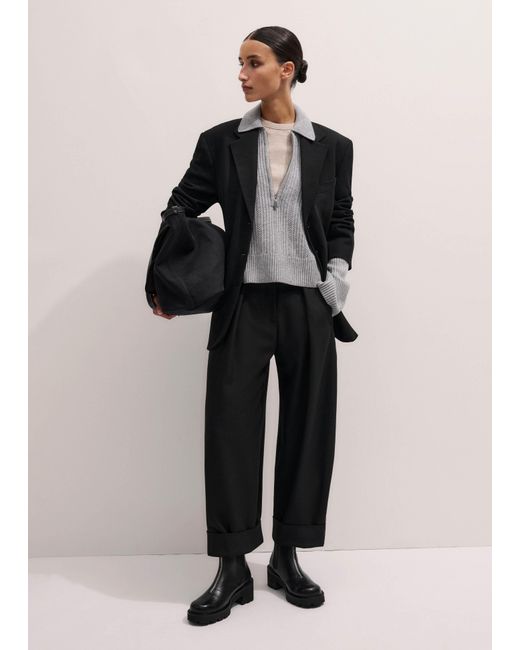 ME+EM Black Crease-Less Barrel Leg Trouser