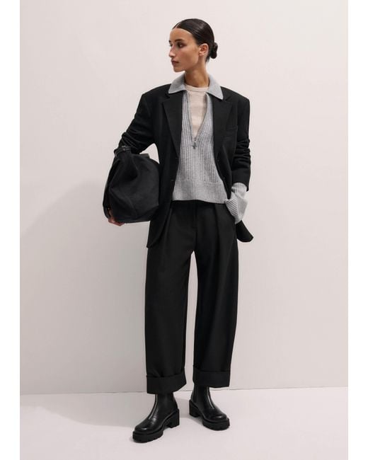 ME+EM Black Crease-Less Barrel Leg Trouser