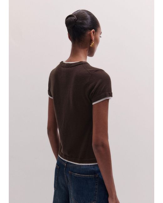ME+EM Blue Barely There Contrast Trim Knit Baby Tee