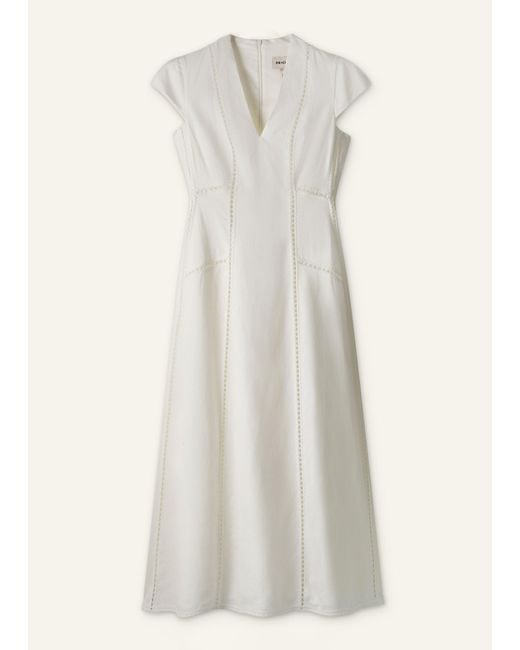 ME+EM White Crease-Less Embroidery Stitch Detail Maxi Dress