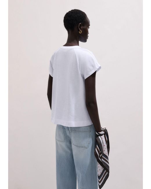 ME+EM Blue Open Placket Swing Top