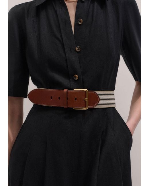 ME+EM Multicolor Wide Elastic Webbing Belt Cream--Tan
