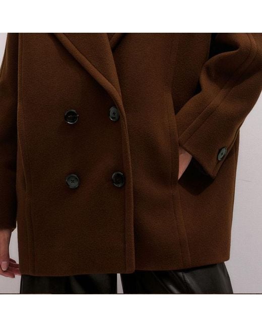 ME+EM Brown Soft Shoulder Military Coat