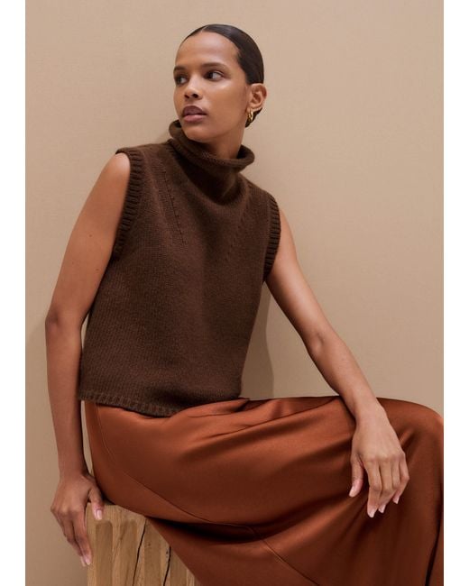 ME+EM Brown Crop Sweater Vest