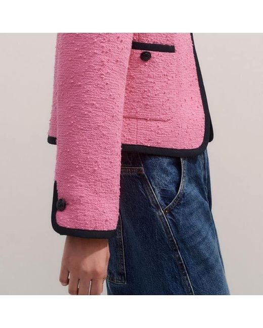 ME+EM Pink Contrast Bound Crop Jacket
