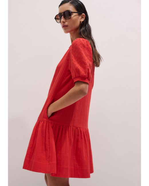ME+EM Embroidered Cheesecloth Short Dress