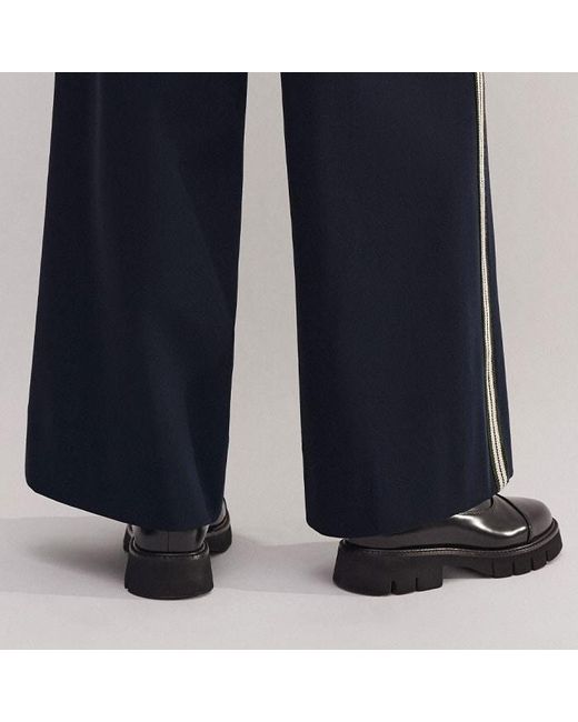 ME+EM Blue Short Length Wide-Leg Side Stripe Track Pant