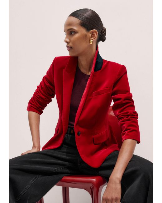 ME+EM Red Velvet Evening Jacket