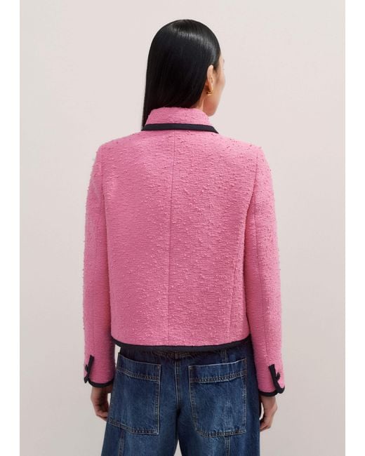 ME+EM Pink Contrast Bound Crop Jacket