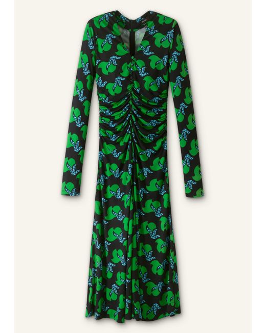 ME+EM Green Crepe Birds Of Paradise Maxi Dress + Belt