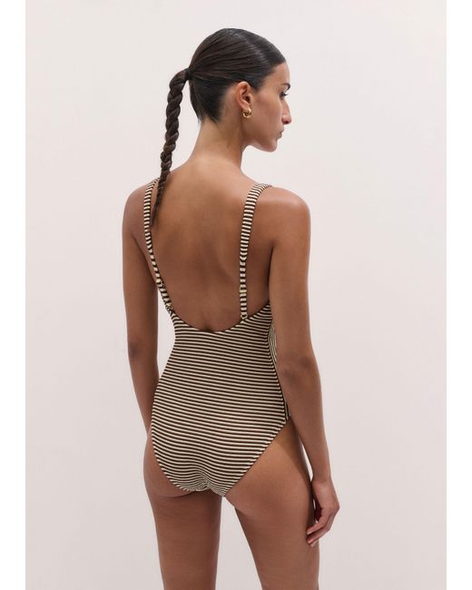 ME+EM Multicolor Microstripe Swimsuit Cinnamon-Cream