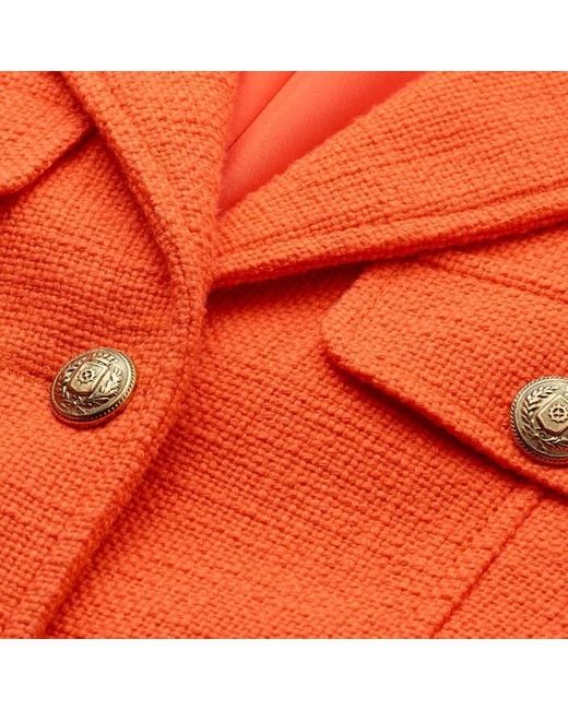 ME+EM Orange Pop Tweed Bracelet Sleeve Jacket