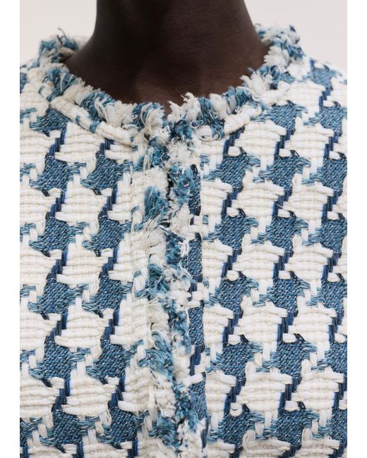 ME+EM Blue Statement Houndstooth Short Jacket-Soft