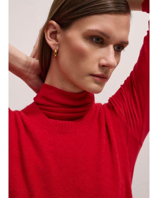 ME+EM Red Sheer High Neck Top
