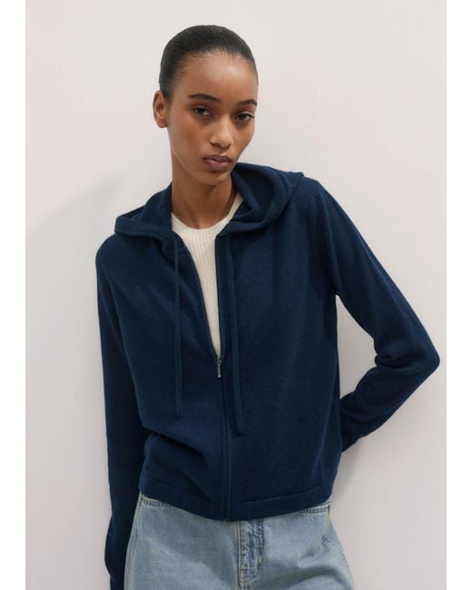 ME+EM Blue Cashmere Relaxed Fit Box Zip Hoody