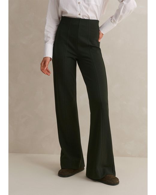Smarty Pants women's cotton lycra bell bottom black color formal trouser