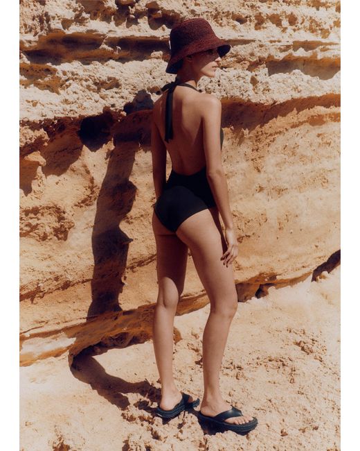 ME+EM Brown Adjustable Halterneck Swimsuit