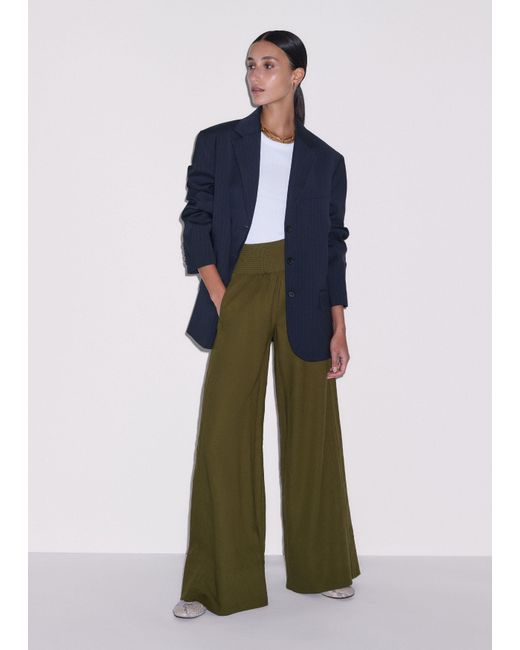 ME+EM Green Shirred Wide Pant
