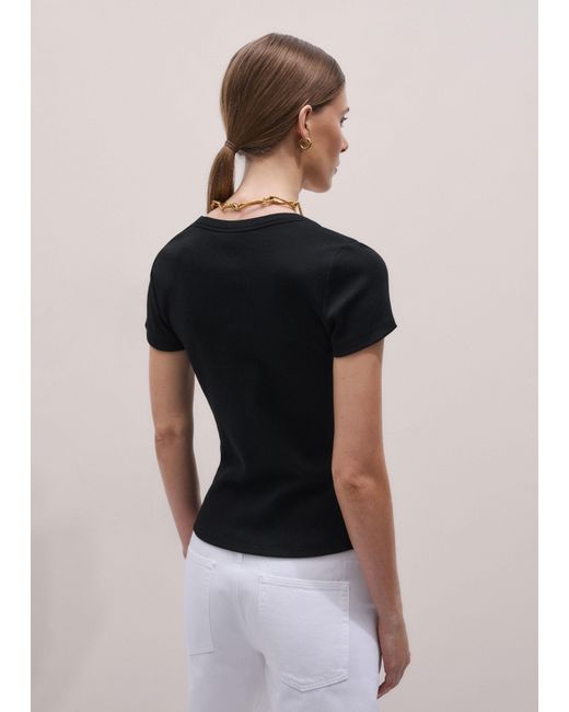 ME+EM Brown Ultimate Fitted Rib V-Neck Tee