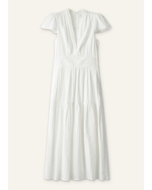 ME+EM Natural Cheesecloth Fit And Flare Maxi Dress
