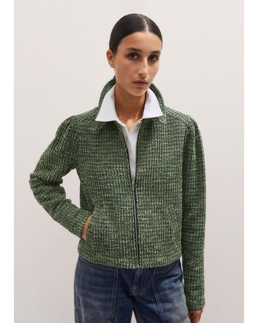 ME+EM Green Tweed Zip-Through Box Top