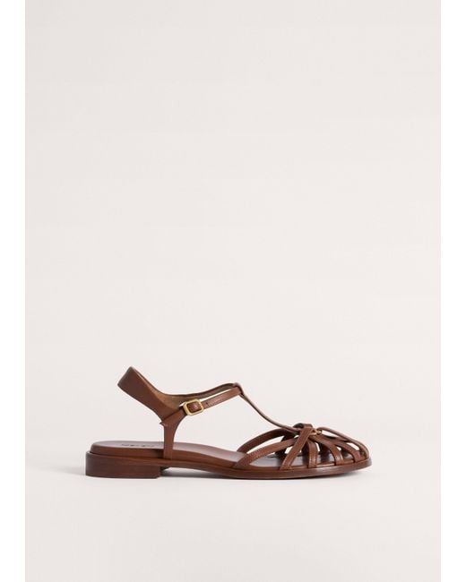 ME+EM Brown Caged T-Bar Sandal
