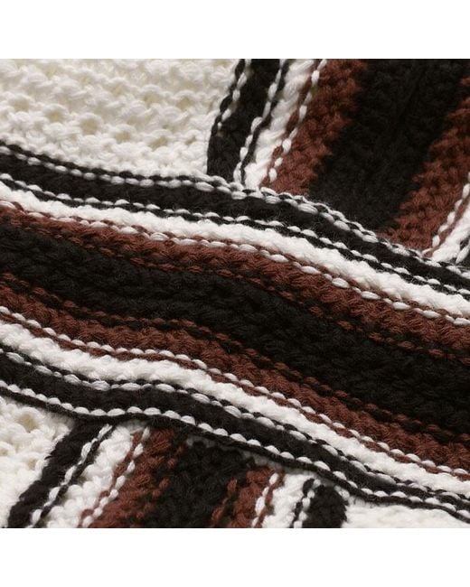 ME+EM Natural Crochet Stripe Panelled Midi Dress