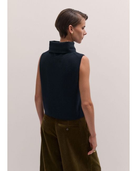 ME+EM Black Merino High Neck Straight Vest