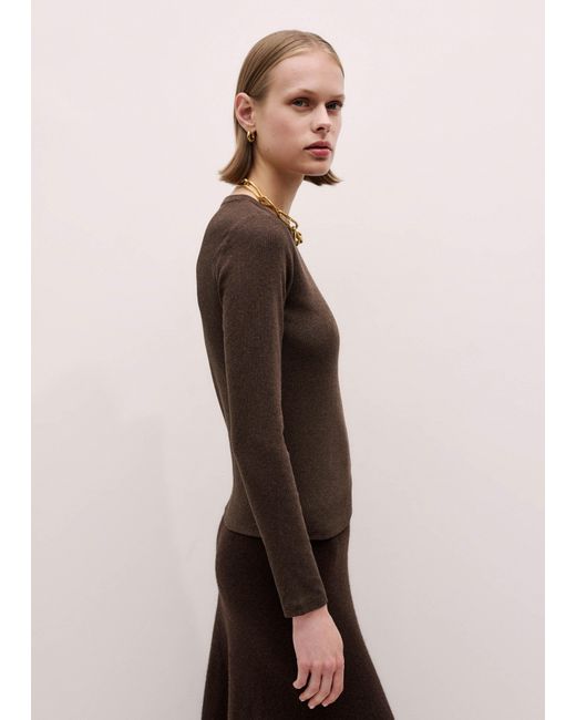 ME+EM Brown Ultimate Rib Long Sleeve Top