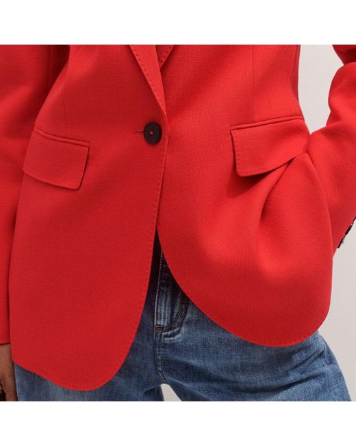 ME+EM Red Pop Color Sharp Shoulder Straight Blazer