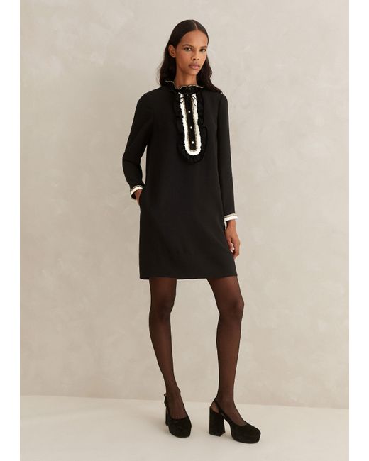 ME+EM Black Heavy Crepe Statement Shift Dress