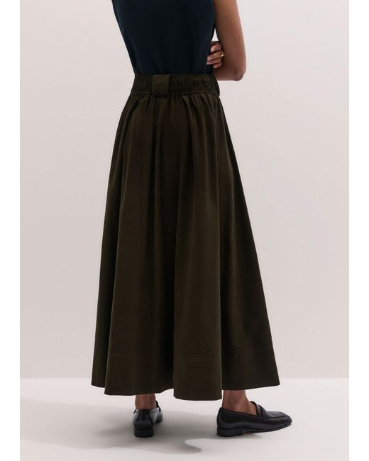ME+EM Green Micro Cord Maxi Skirt + Belt Rich