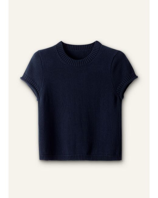 ME+EM Blue Shrunken Straight Knit Baby Tee