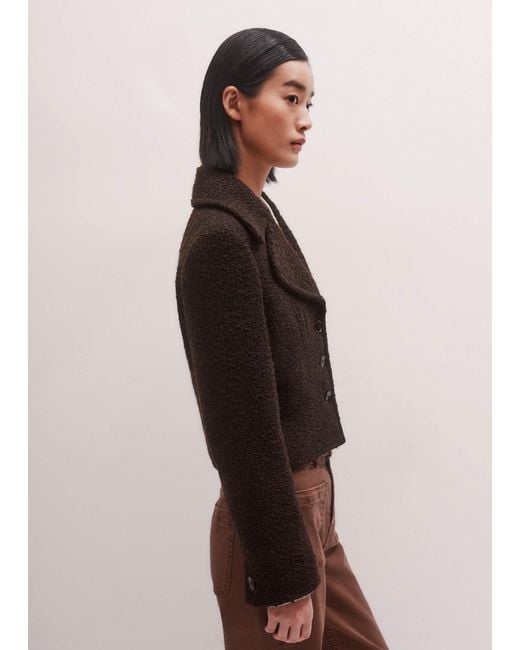 ME+EM Brown Tweed Soft Shoulder Crop Jacket