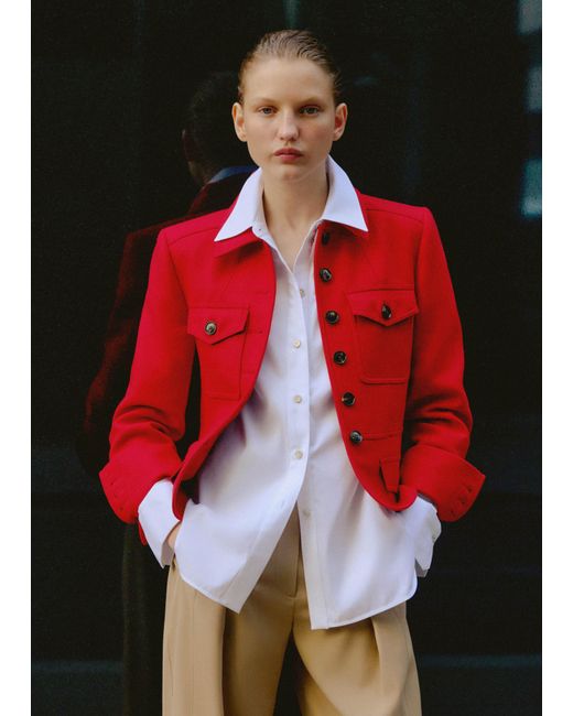 ME+EM Red Italian Wool Twill Military Jacket
