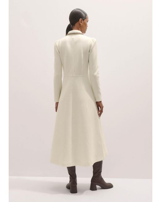 ME+EM Natural Crochet Trim Fit And Flare Midi Dress