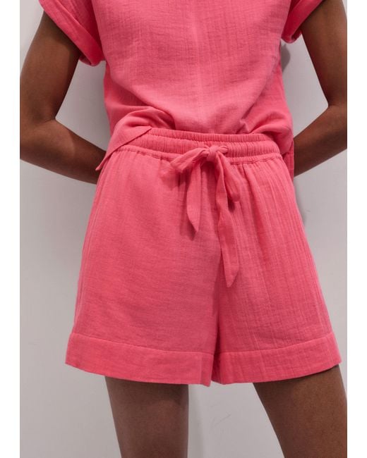 ME+EM Pink Cheesecloth Summer Shorts