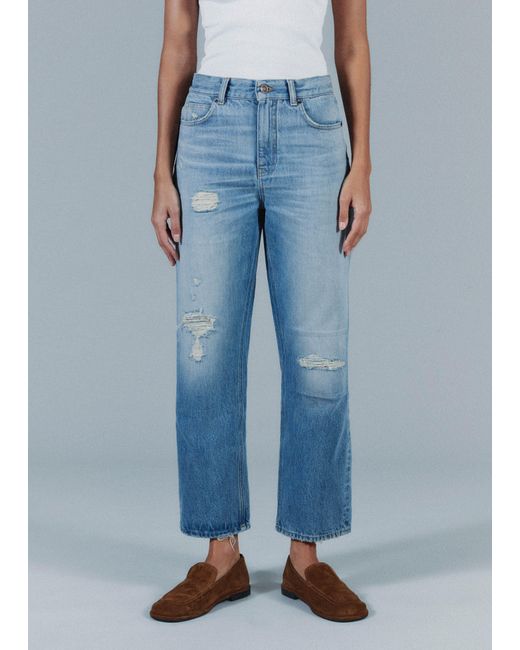 ME+EM Blue Authentic Relaxed Rip + Repair Jean