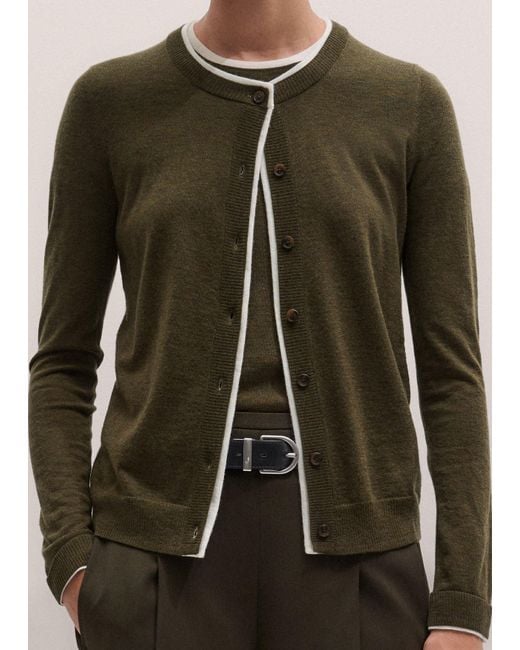 ME+EM Brown Barely There Contrast Trim Knit Baby Tee Rich-Soft