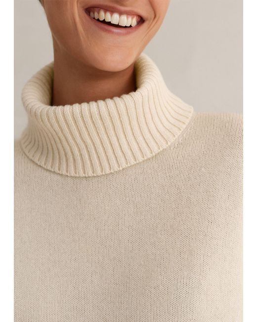 ME+EM Natural Merino Cashmere Curved Hem Sweater + Snood