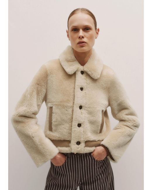 ME+EM Natural Reversible Shearling Bomber Jacket