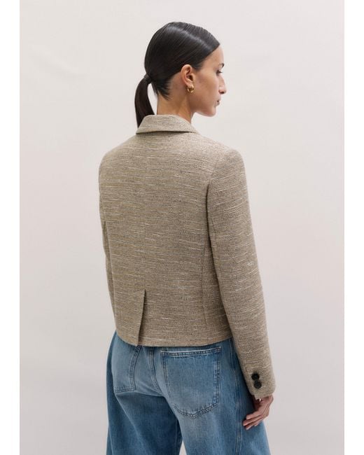 ME+EM Blue Metallic Short Patch Pocket Jacket