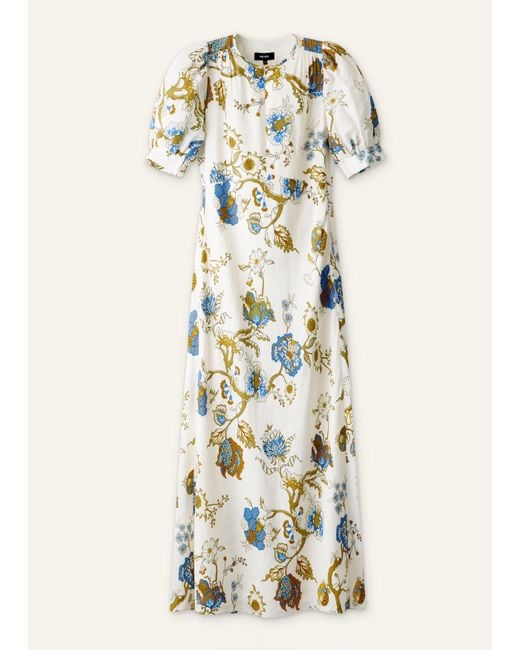ME+EM Natural Floral Garden Print Bias Cut Maxi Dress + Cami Light Cream-Multi