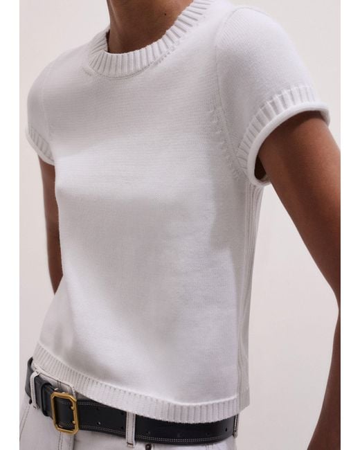 ME+EM White Shrunken Straight Knit Baby Tee