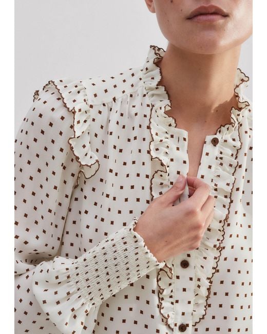 ME+EM Multicolor Silk Little Squares Print Blouse