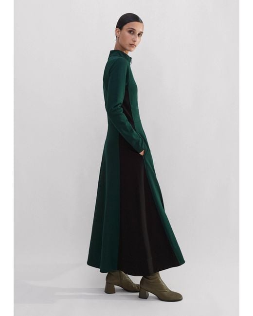 ME+EM Green Travel Tailoring Color Block Maxi Dress