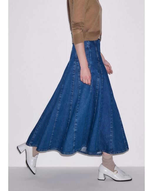 ME+EM Blue Panelled Maxi Skirt