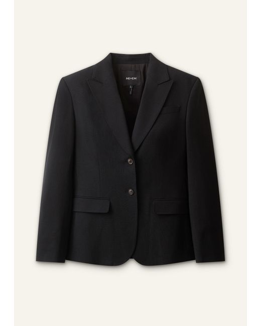 ME+EM Black Contour Sharp Shoulder Blazer