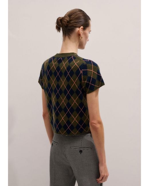 ME+EM Multicolor Cashmere Argyle Knit Baby Tee Multi
